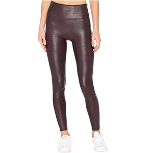 Spanx Faux Leather Leggings Size S Wine